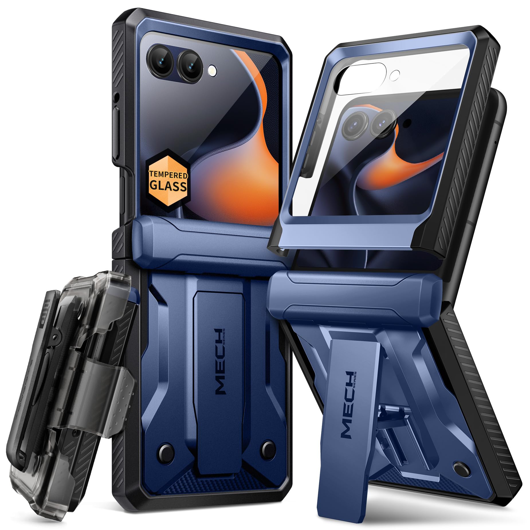 TONGATE Per Razr Custodia con supporto e clip per cintura, blu