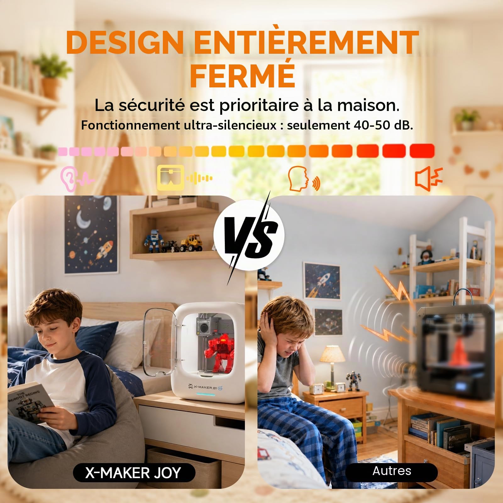 Imprimante 3D Alimentée par IA Domestique Professionnelle,Imprimante 3D avec Ensemble de 8 Filaments PLA, Grande Bibliothèque de Modèles,16+Mini Modules de Conception 3D,Contrôle Via APP,