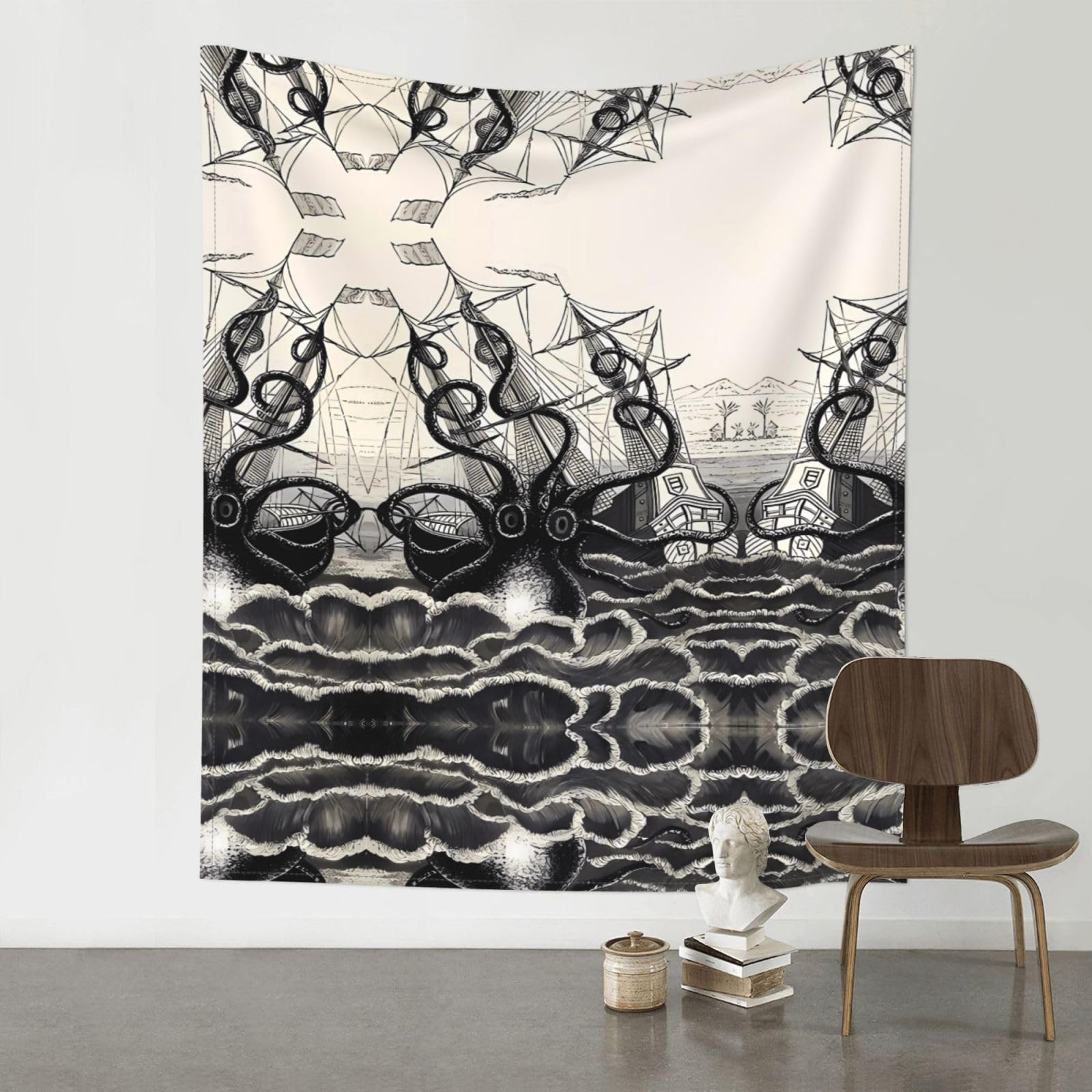 YYHWHJDE Sailing Pirate Octopus Prints Wall Tapestry 60x51in - High-Grade Polyester Throw for Dorm Room Decor, Beach Blankets & Home Accent
