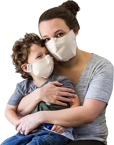 Miniatura 4 de TFS Mascarilla de barrera de algodón orgánico para niños, lavable, reutilizable, hipoalergénica, protección de doble capa para niños, 500 hilos