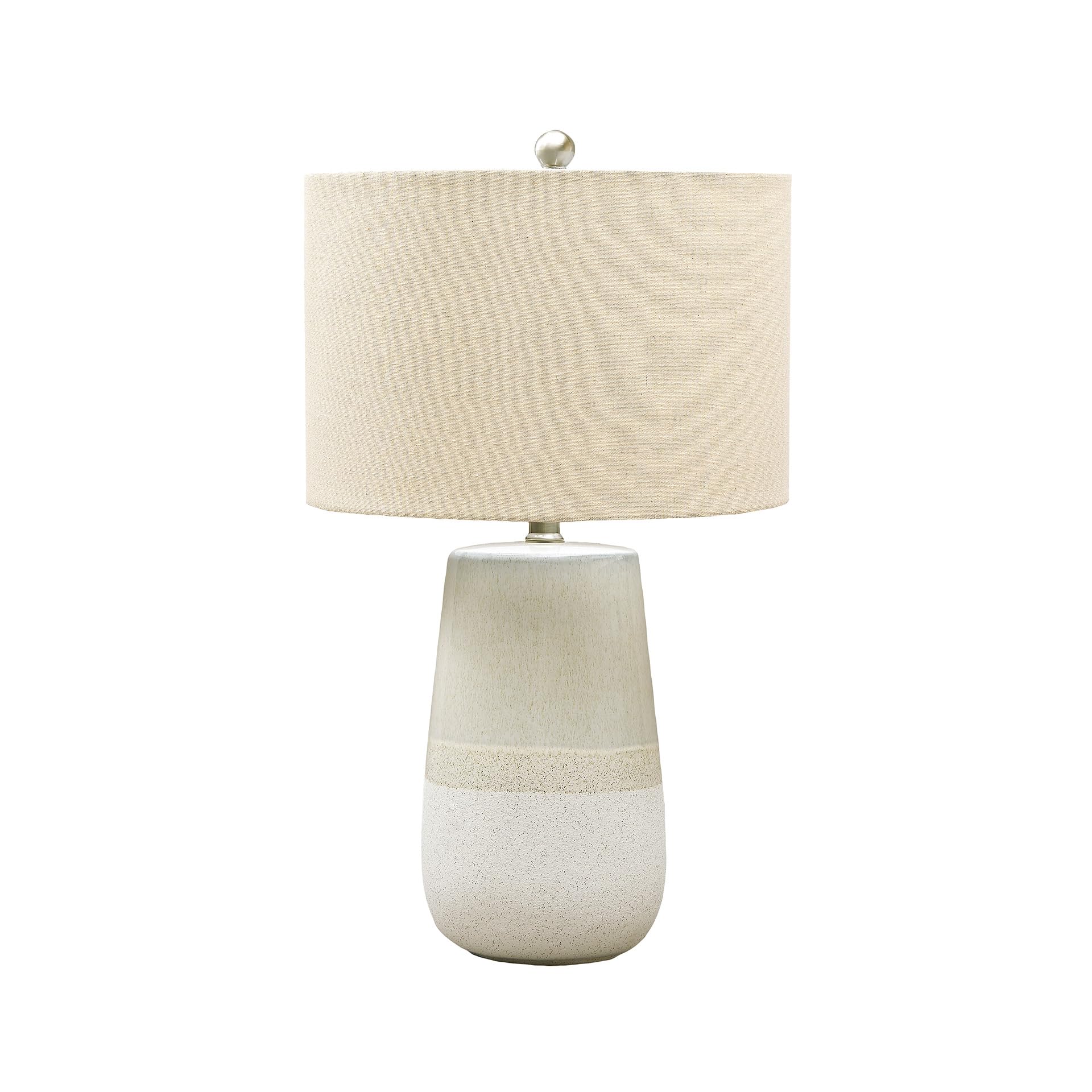 Signature Design by Ashley Shavon Contemporary 27" Textured Neutral Glaze Table Lamp, Beige & White