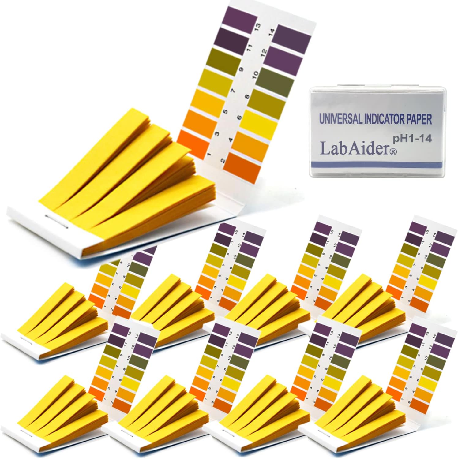 9 Pack pH.1-14 Test Paper Extensive Test Paper Litmus Test Paper 720 Strips pH Test with Storage Case for Saliva Urine Water Soil Testing Pet Food and Diet pH Monitoring