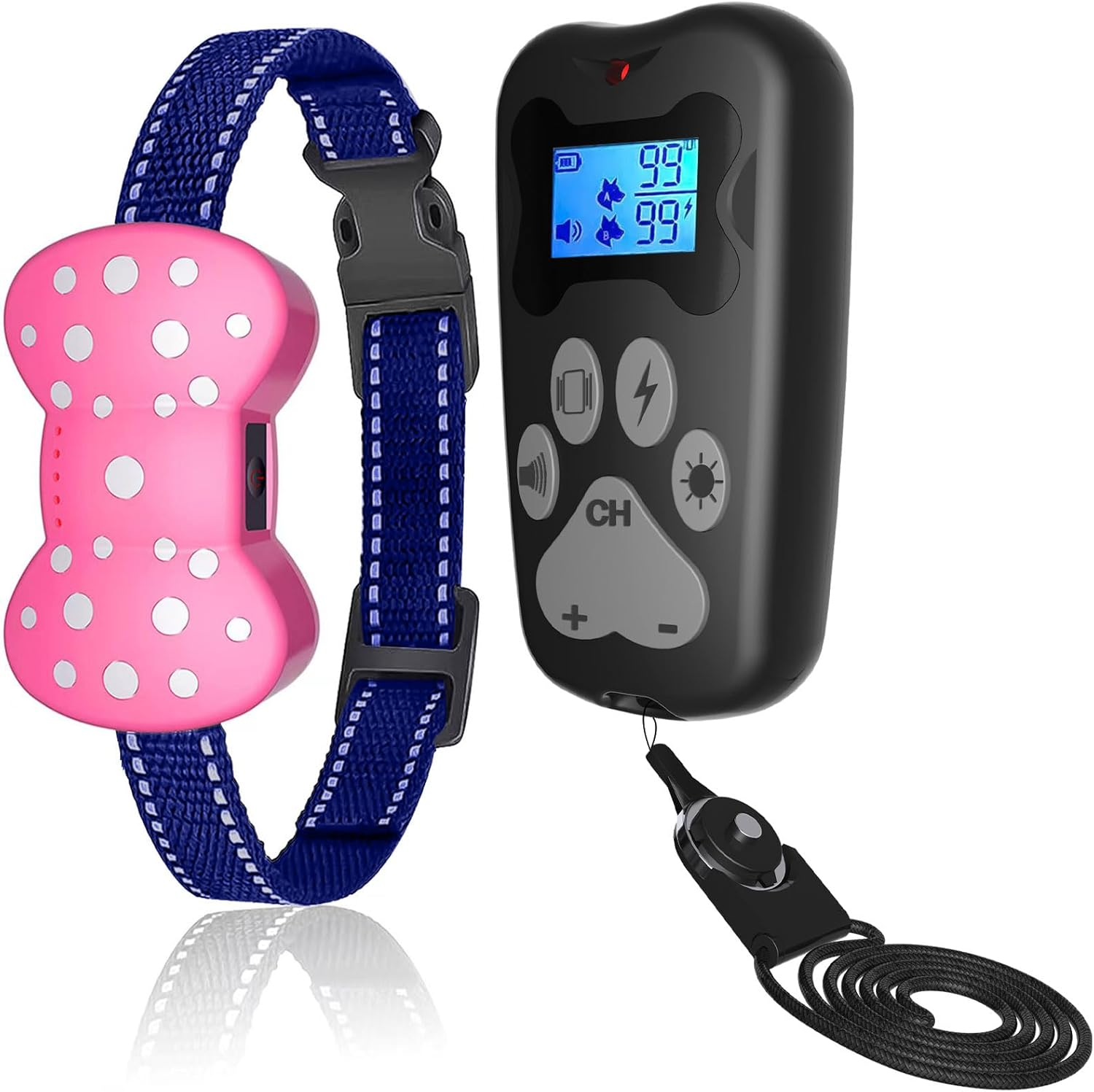 PetnaisDog Training Collar, 3000FT -Training Collar with Remote Control, Shock Absorber Collar for Dogs, Suitable for 5-100lbs Small,Medium, Large, Dog Collar, bark Collar,Rechargeable Collar,(Pink)