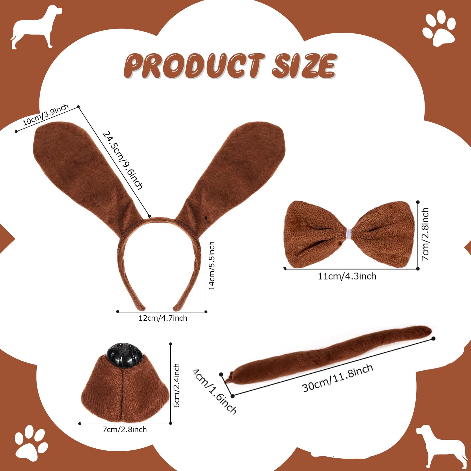 Hifot 6 Pieces Puppy Dog Costume Set,Animal Costume for Kids Tutu Skirt Dog Ears Headband Bow Tie Tail Fake Nose Puppy Paw Gloves Dog Fancy Dress Halloween Cosplay Party - Image 4