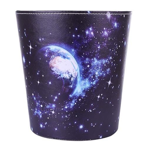 Miniatura 6 de Scakbyer Cubo de basura de cuero, cesta decorativa de desechos, pequeña cesta de papel de desecho de capacidad de 10 litros, bote de basura