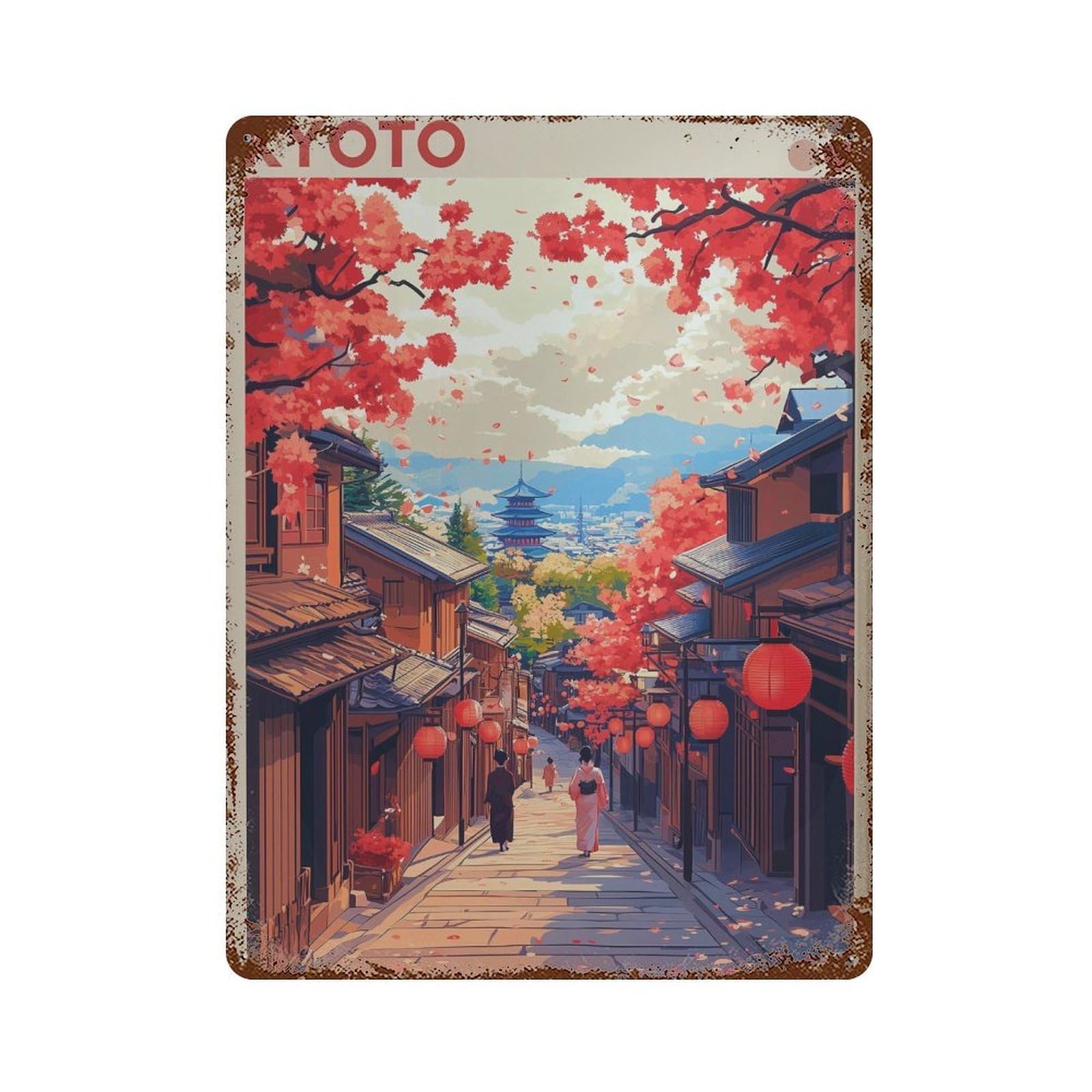 xiaoxiaoshen Kyoto Japan Travel Geisha & Gion Wall Decor Art Metal Tin Poster Modern Home Decor Art Home Bar Shop Decorations Vintage Sign 40x30cm