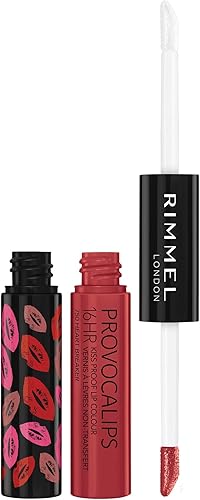 Rimmel London Provocalips 16hr Kiss-Proof Lip Color - Two-Step Liquid Lipstick to Lock in Color and Shine - 750 Heart Breaker, .14 fl.oz.
