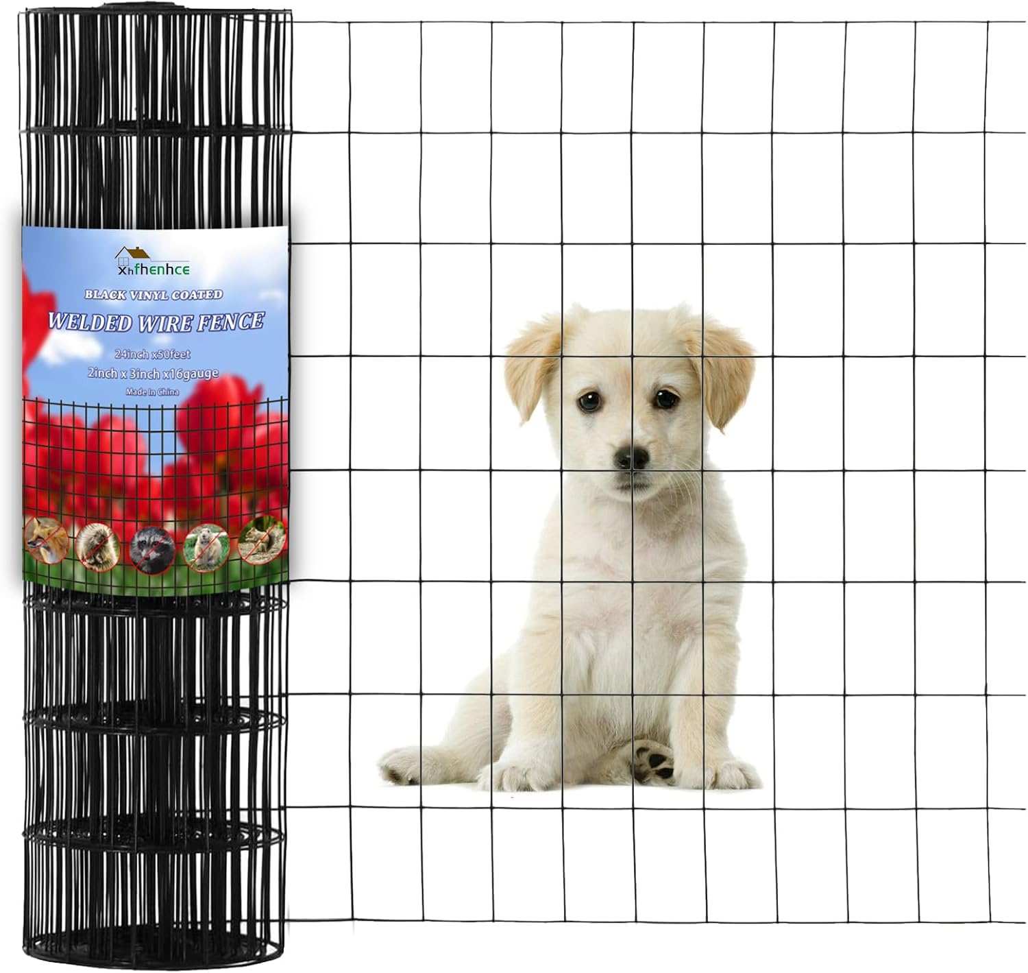 Hardware Cloth 1/2inch Black Vinyl Coated Wire Mesh 36" x 50' Welded Wire Fencing AWG17, PVC Coating Chicken Wire Fence, Welded Wire Mesh Roll for Garden Guard Fence Poultry Cage Net Fencing