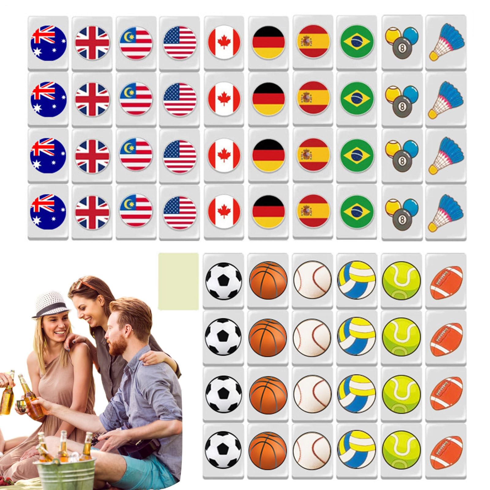 Generisch Mahjong Set Nationalflagge | Seasides Escape Mahjong Legespiel | 65 Spielsteine Mahjongs Spielsteine Brettspiele Blöcke Set | Mini Mahjongs Sets mit Nationalflagge Familienparty Brettspiele