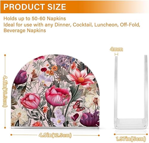 Miniatura 3 de Napkin Holder Rustic Floral Butterfly Napkin Holders for Tables, Clear Acrylic Napkin Holders Cocktail Napkin Holder for Kitchen Restaurant Bar Home