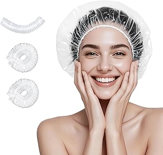 Disposable Shower Caps, 100PCS Thicker Shower Cap Waterproof Plastic Hair Bath Cap For Women Men, Elastic Larger Shower Caps For Home Use, Travel, Hotel, Spa and Hair Solon