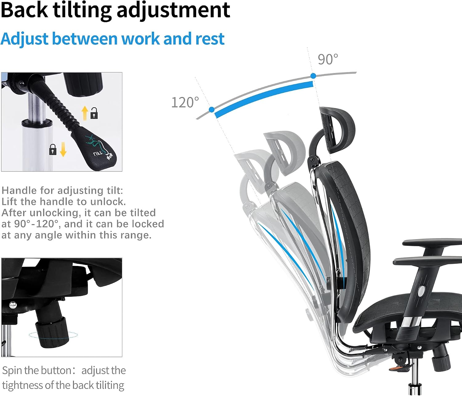 Cedric Office Chair,Breathable Mesh Computer Chair with Ergonomic Adjustable Lumbar Support, Black Swivel Desk Chair with Adjustable Armrest and Headrest, Mesh Seat,BIFMA Certification No 5.1