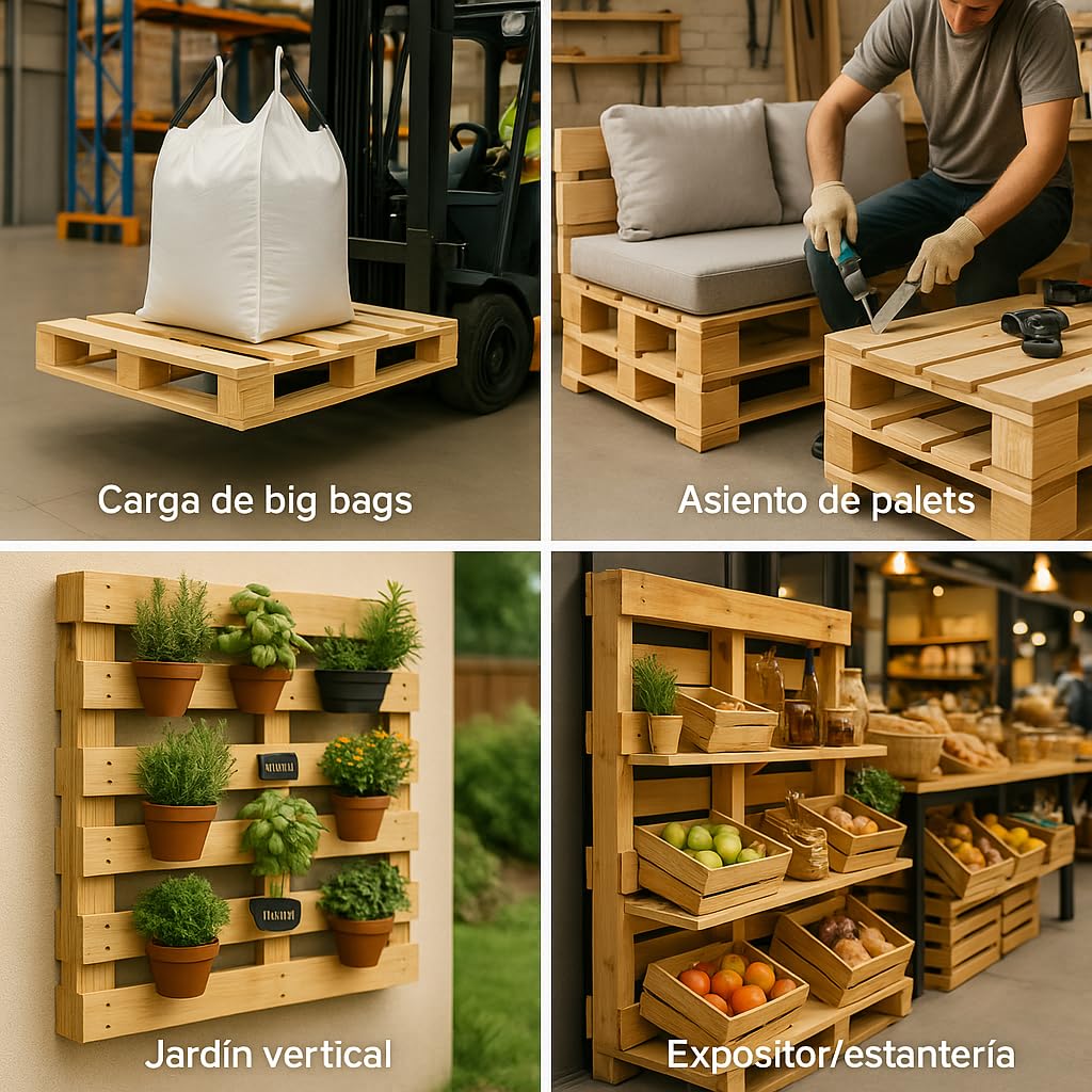 SERENDIB Palet de Madera Reutilizable 95x115x10 cm | Carga 1500 kg | Ecológico y Resistente | Ideal Decoración, Industrial o Reciclaje | Amigable con el Medio Ambiente