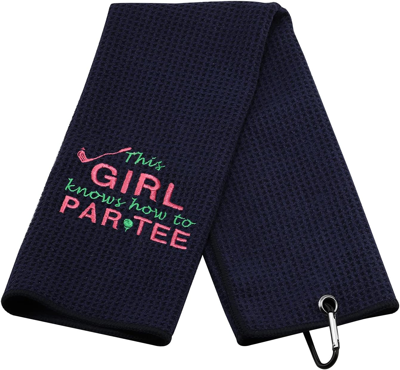 Funny Golf Towels for Women This Girl Knows How to Par Tee Embroidered Golf Towels for Golf Bags with Clip (How to Par Tee)