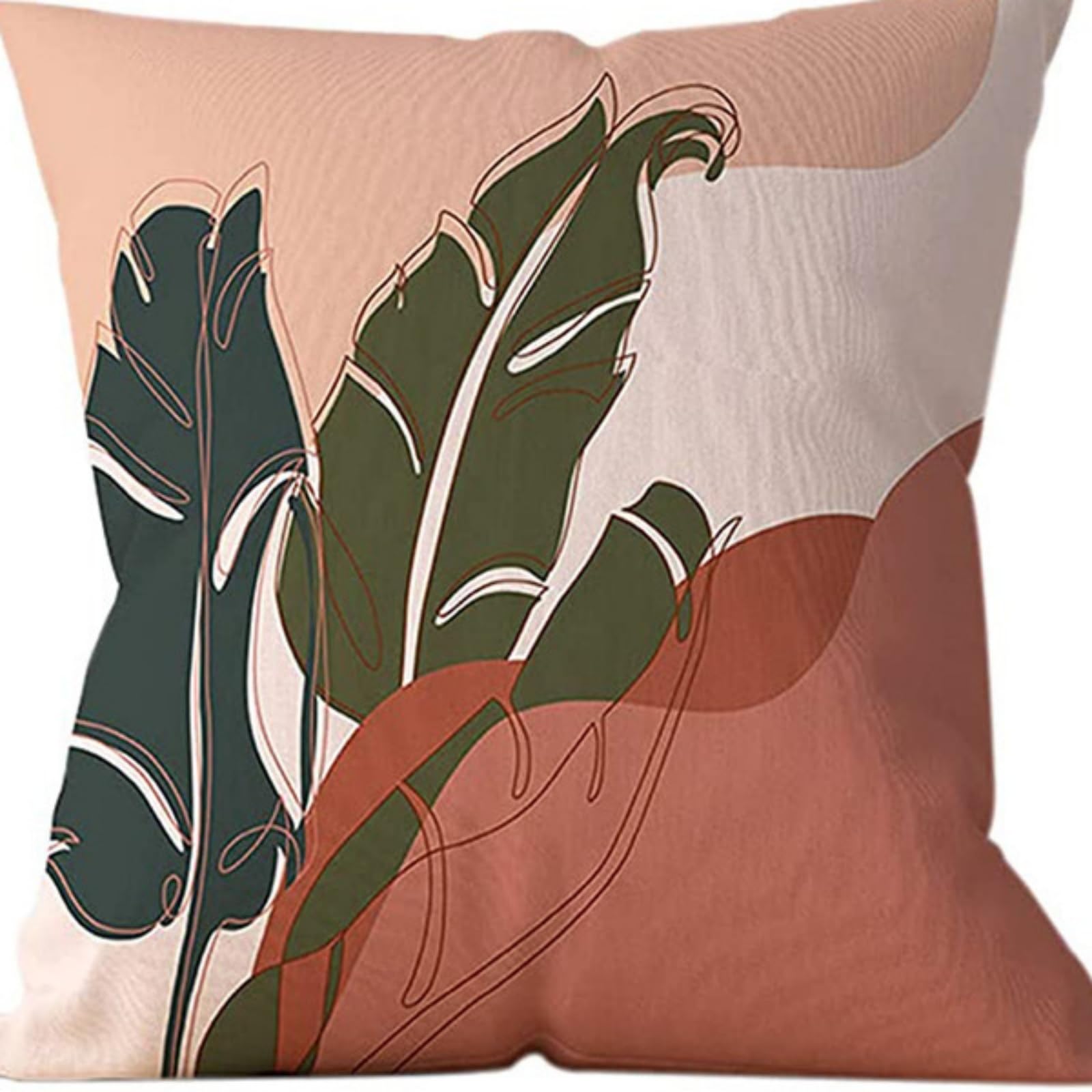 Cushion Covers 60cm x 60cm Dark Green Leaves Large cushions with covers included - Linen Square Decorative Throw Pillowcases with Invisible Zipper, for Livingroom Sofa Bedroom