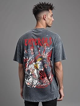 Buy crazymonk Men's Cotton Printed Four Emperor Acid Wash