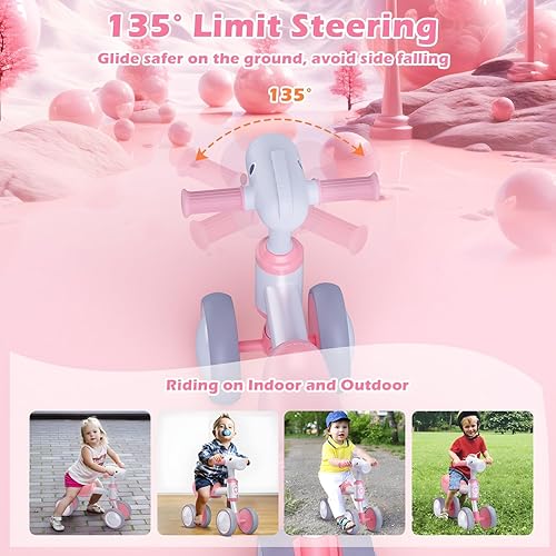 Miniatura 3 de TWFRIC Bicicleta de equilibrio para bebés de 1 a 2 años, bicicleta de equilibrio para niños de 12 a 36 meses, sin pedales, 4 ruedas para montar en