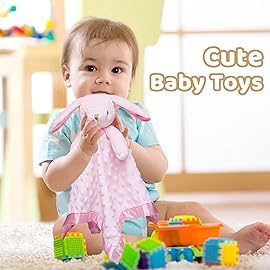 Pro Goleem Loveys for Babies Bunny Security Blanket Baby Girl Gifts Newborn Soft Pink Lovie for Infant and Toddler Snuggle Toy Stuffed Animal, Pink 16 Inch