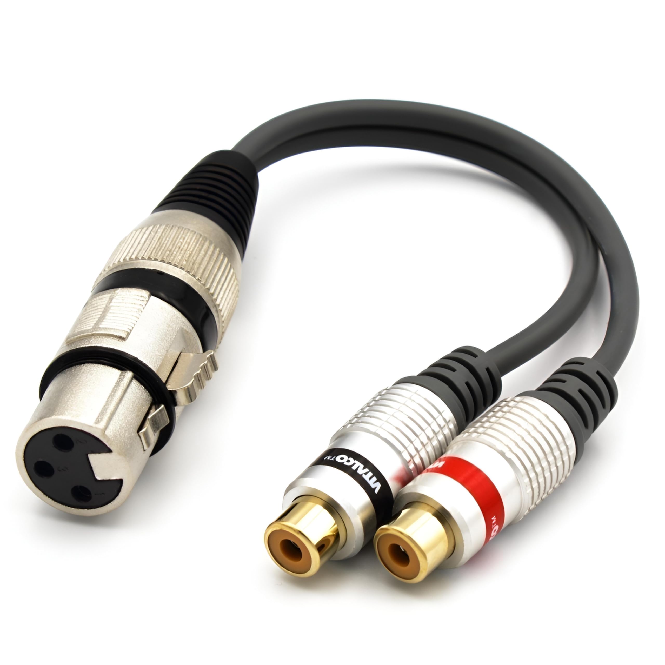 VITALCO XLR Buchse auf 2x Cinch Buchse Adapter Mikrofon 3 Polig auf Chinch Audio Kabel Adapter