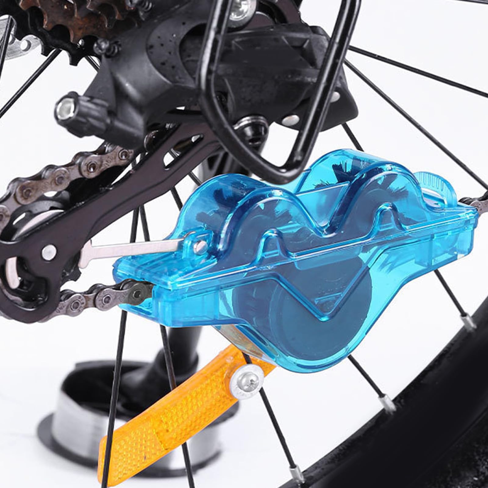 Generic Szczotka do łańcucha Rowerowego Zestaw Głośnomówiący Dokładne Czyszczenie Myjka do łańcucha Rowerowego Rowerów Górskich Rowery Szosowe Niebieski
