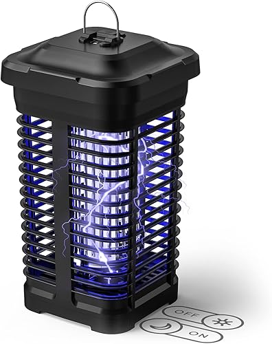 Exterminador de insectos con sensor de luz, atrapador eléctrico de insectos impermeable, 4200 V, exterminador de mosquitos para exteriores e