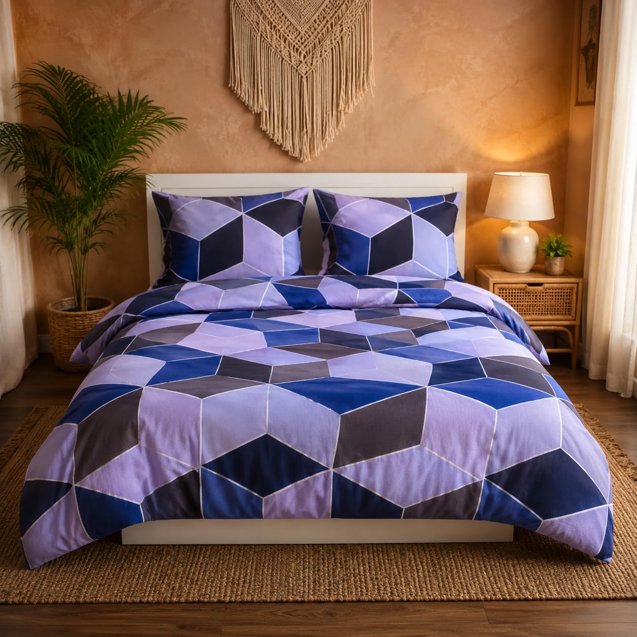 Rajai Cover Double Bed Cotton Blend | Duvet Cover 90x100 Inches with Zipper Closure | Quilt Cover Comforter Cover King Size Washable Blanket Cover for All Seasons, Midnight Prism-image-29