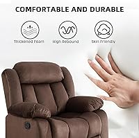 Vista 3 de EBELLO - Juego de sofá reclinable manual, sofá reclinable clásico con brazos y respaldo acolchados, incluye 1 silla reclinable y 1 sofá de 3 Marrón