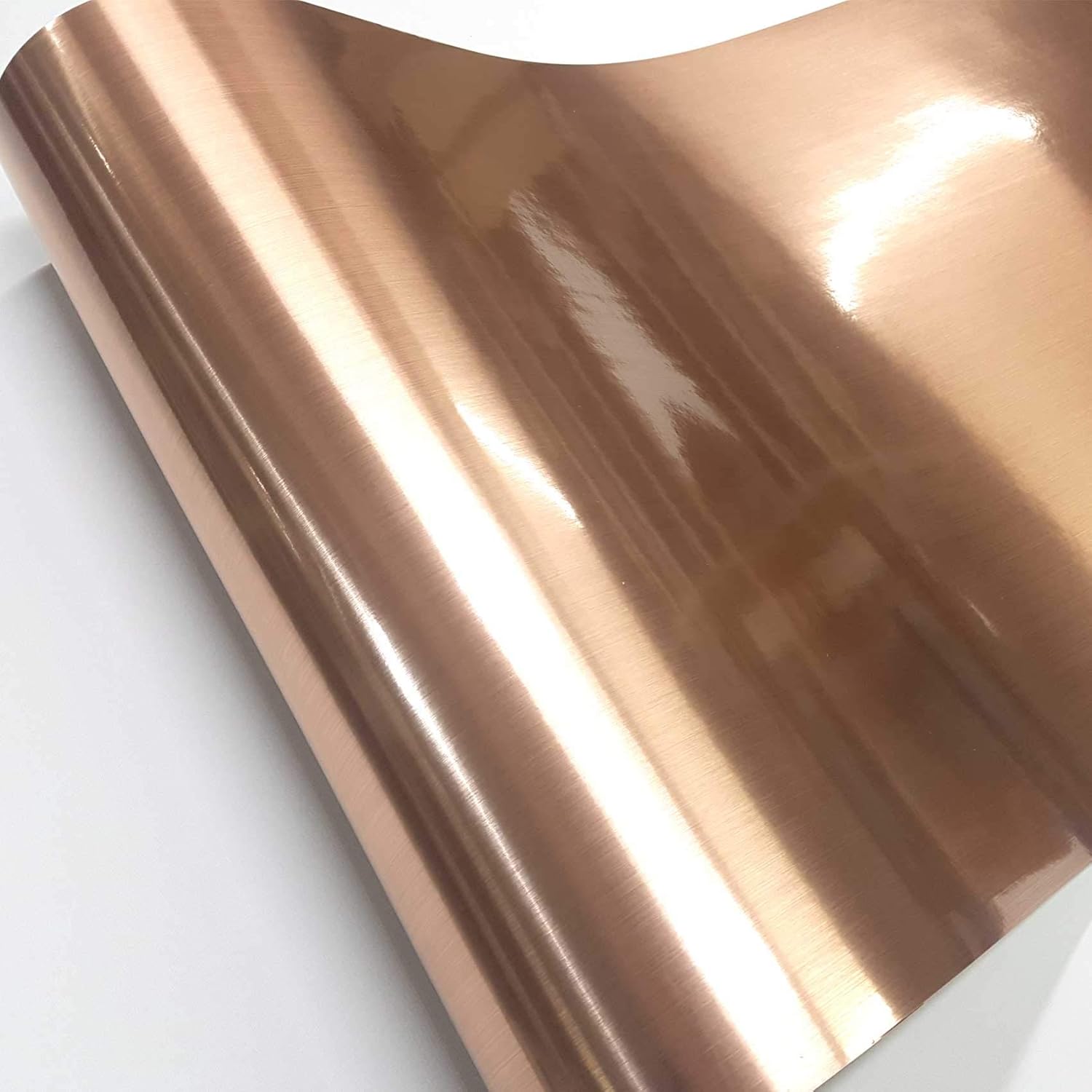 RoyalWallSkins Metal Look Interior Film, Waterproof Metallic Gloss Shelf Liner for Kitchen Cabinet (Rose Gold IMS0019U)