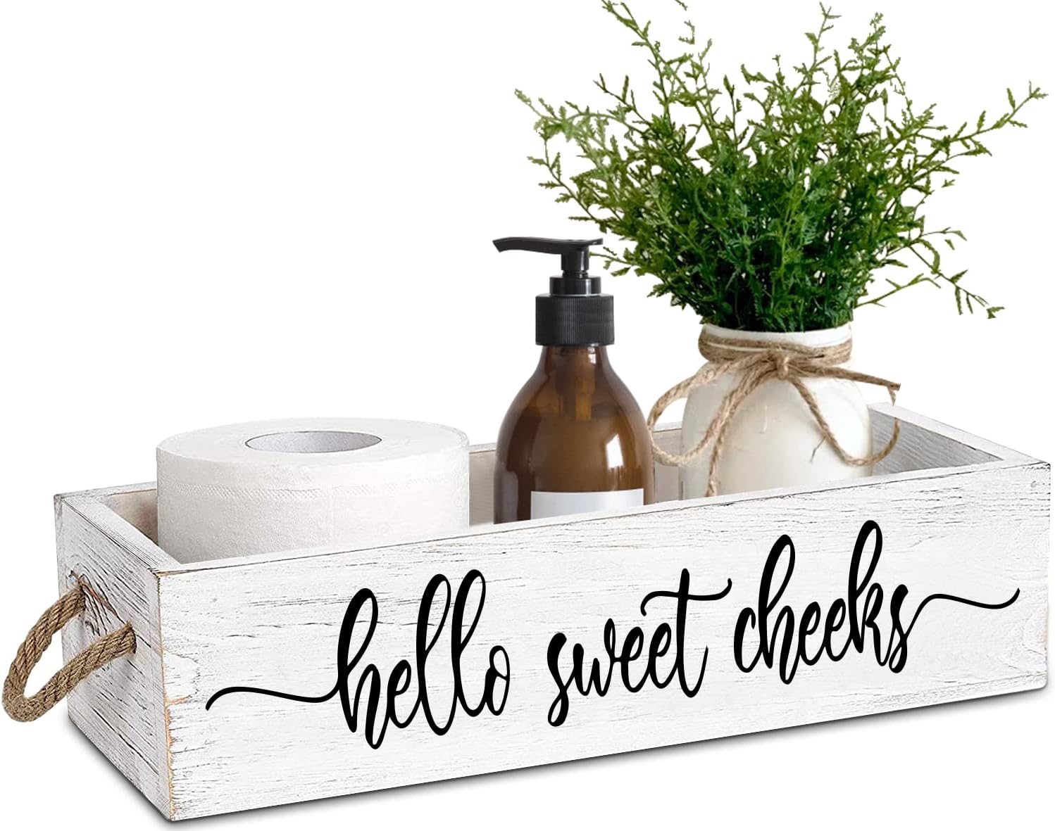 PZJIEAN Funny 2 Sides Hello Sweet Cheeks White Bathroom Box