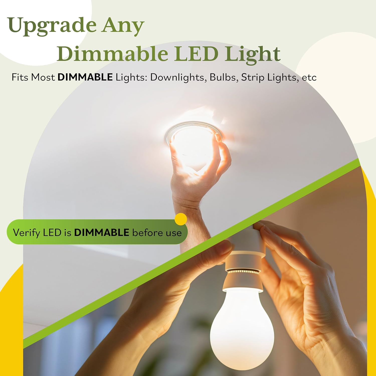 TG Toggle Dimmer Switch for LED, CFL, Incandescent Bulbs, Single-Pole or 3-Way, 2-Wire, No Neutral Required, Quiet Glide, UL-Listed, Wall Plate Included, White, 6-Pack