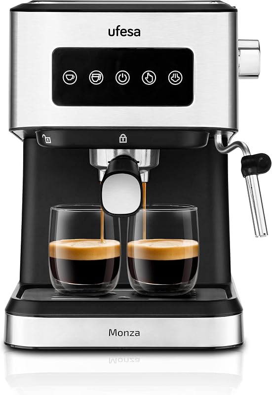 Ufesa Monza 20 bar espresso és cappuccino kávéfőző digitális panellel, gőzfúvóka és csészamelegítő