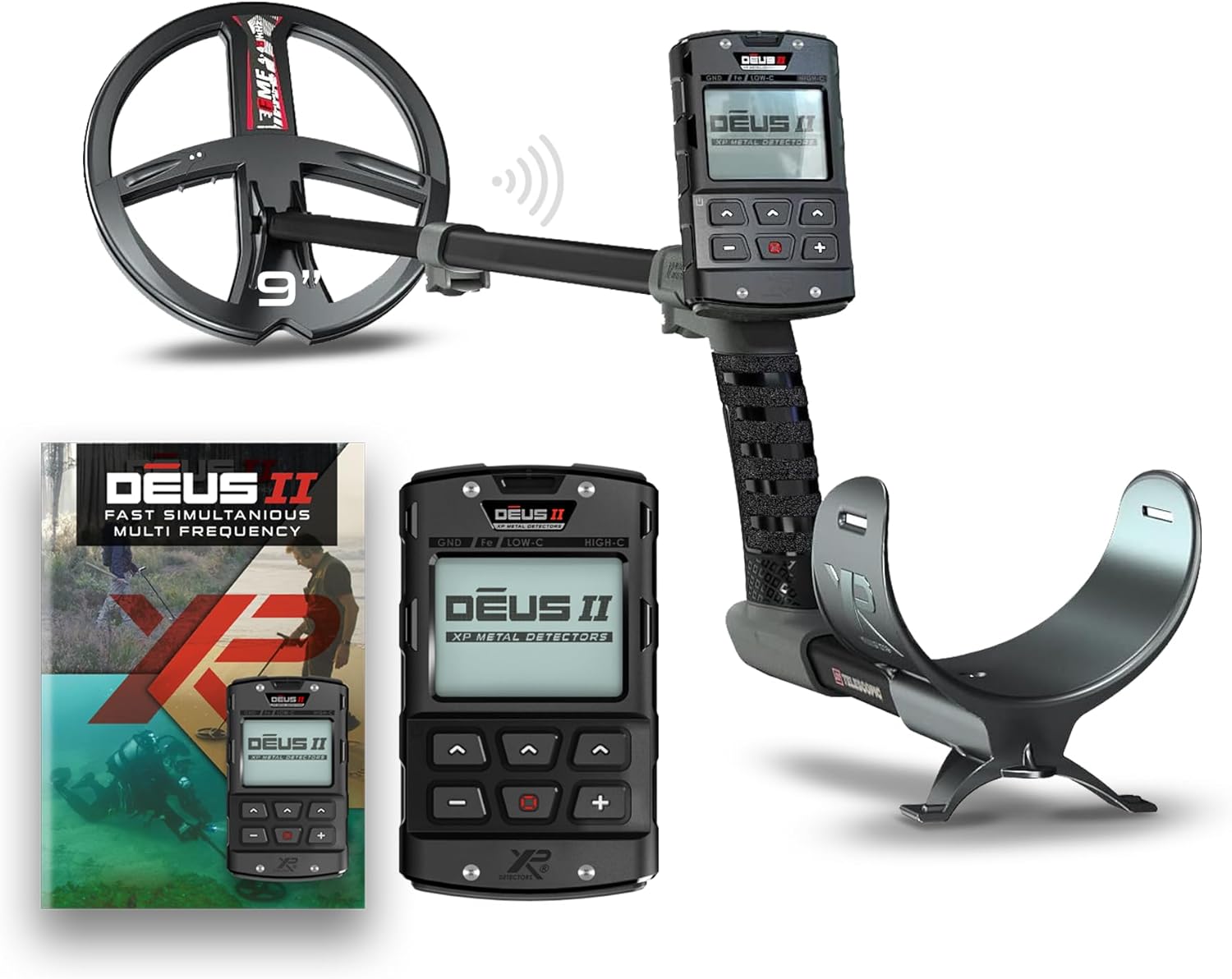 XP Metal Detectors Deus II RC - Waterproof and Multi Frequency, Ideal for Treasure and Relic Hunting - with 11" FMF Coil (28cm), Wireless Remote Control and S-Telescopic stem (DEUS2-28FMFRCEA)
