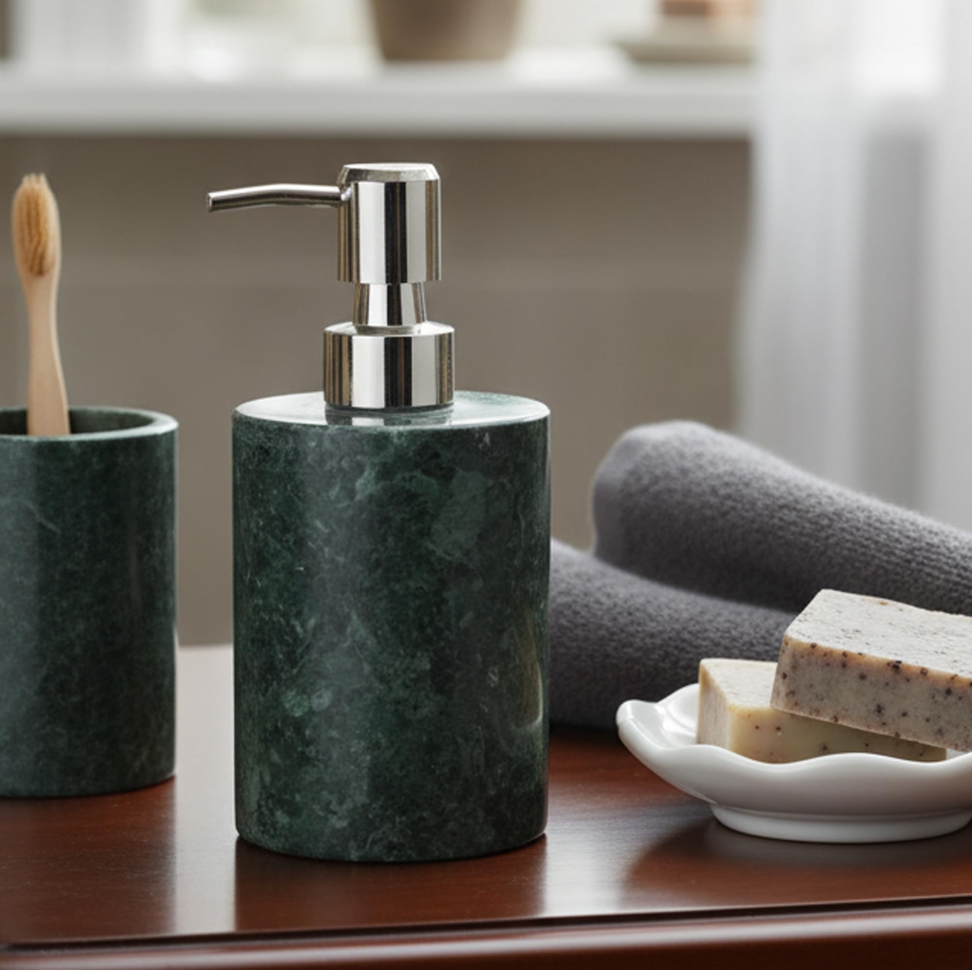 KLEO Marble Soap Dispenser - Luxury Bathroom Accessories Bath Accessories Lotion Dispense - Image 2 thumbnail
