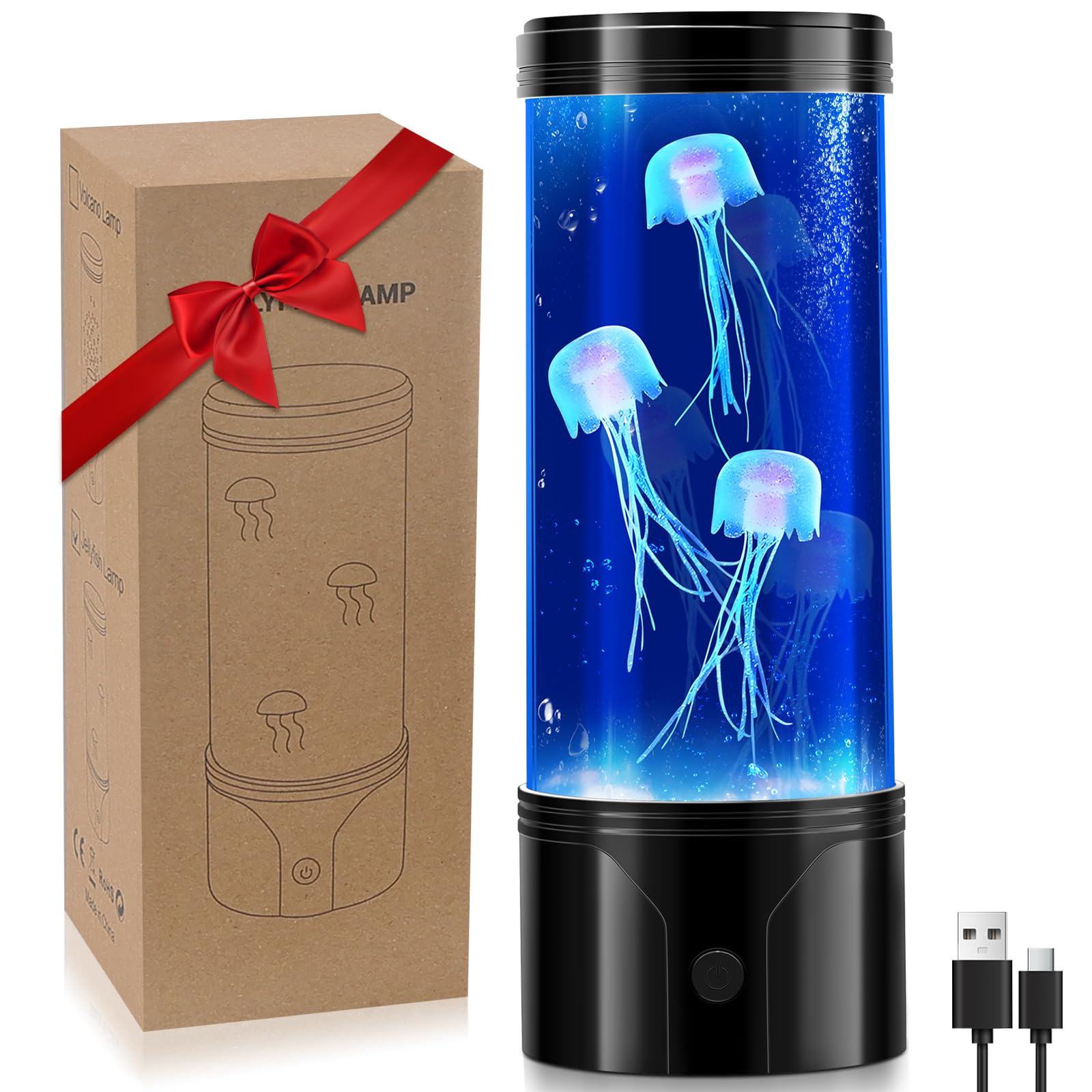 7 Color Jellyfish Lamp, Quiet Jelly Fish Night Light with USB and