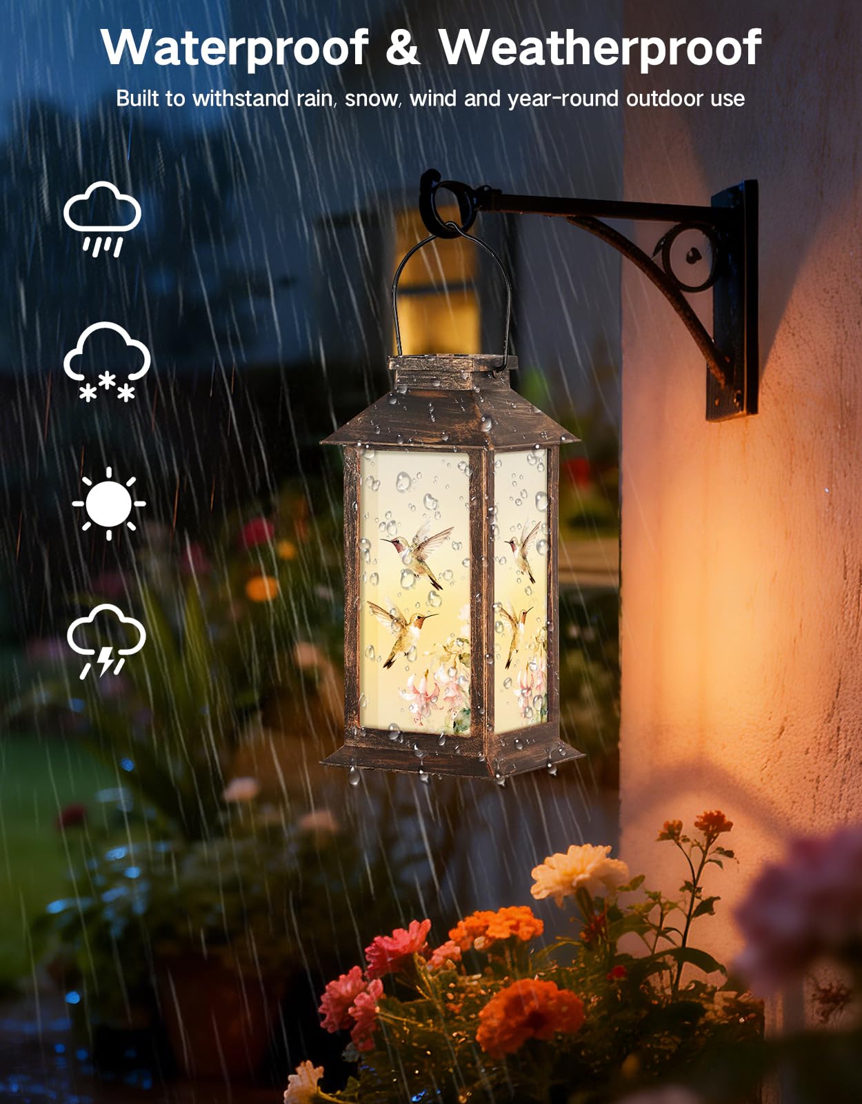 Lanterne Solaire Extérieure Étanche, Lampe Suspendue LED Colibri, Décoration Jardin en Plastique pour Cour, Terrasse, Pelouse, Chemin, Cadeau pour Femmes, Maman, Grand-Mère