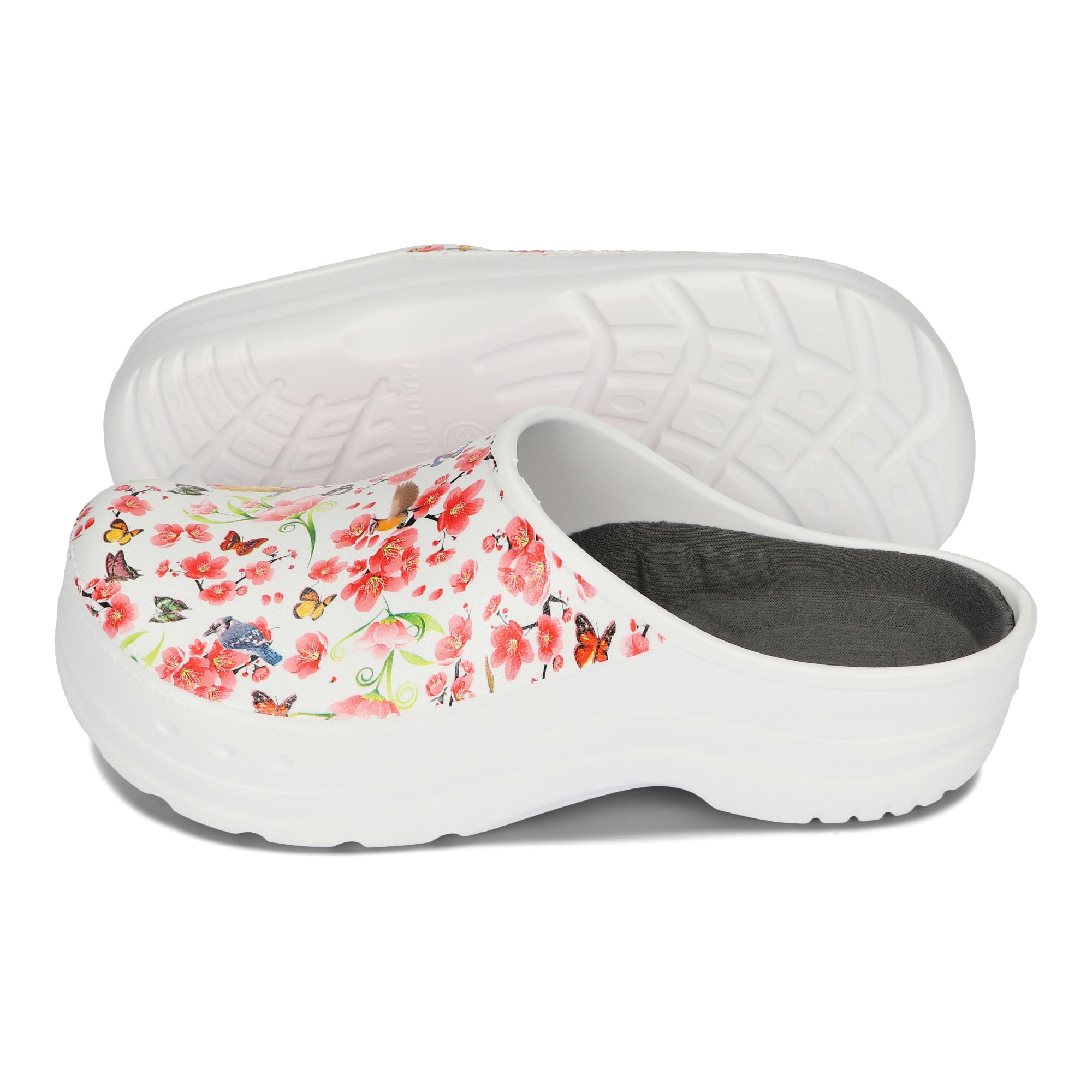 BeComfy Damskie i Męskie Chodaki Piankowe Bardzo Lekkie Klapki Unisex Zakryte Moro lub Kwiatki 36-46 EU