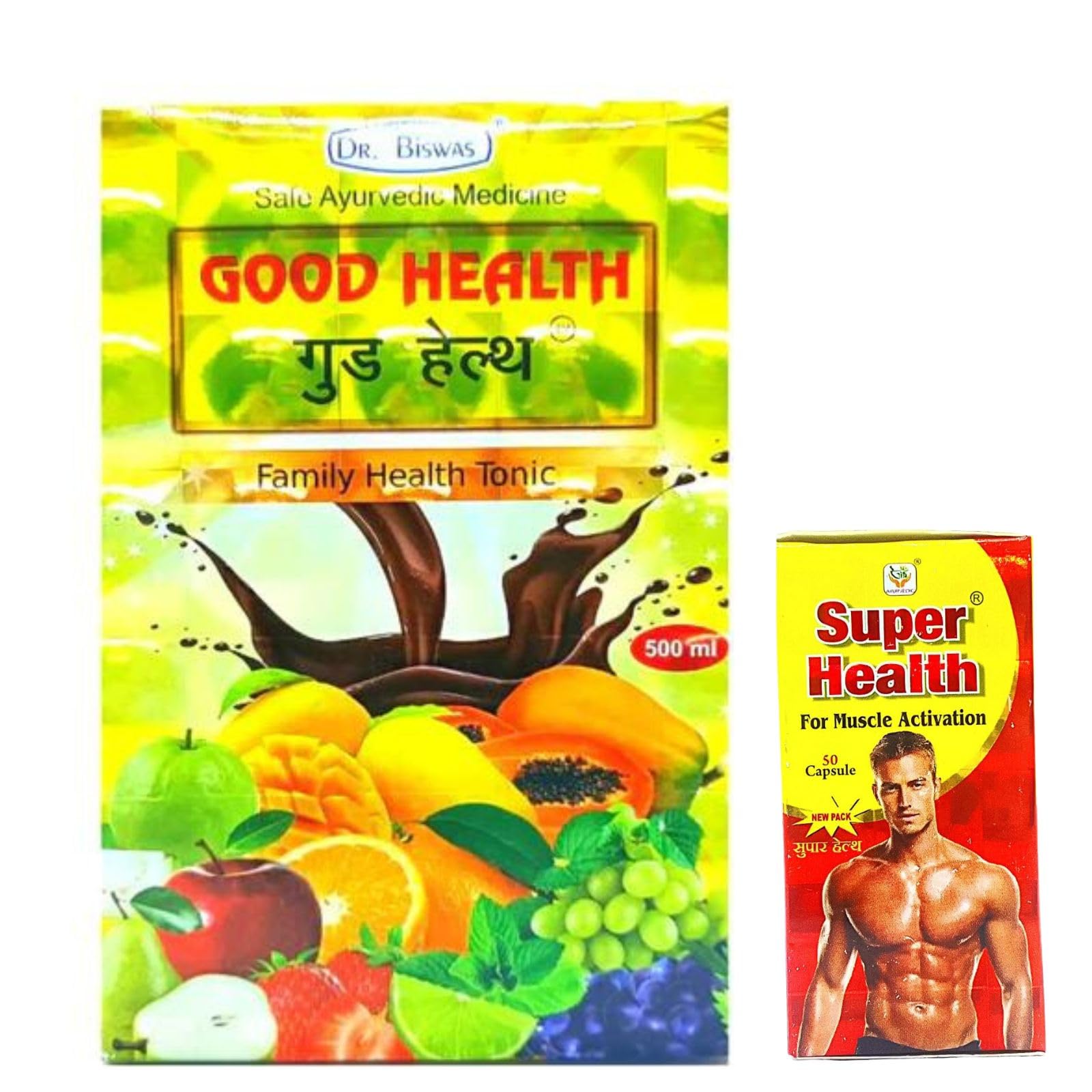 Ayurvedic Good health And Super Health Capsule | General Health | 500ml + 50caps | Combo Pack