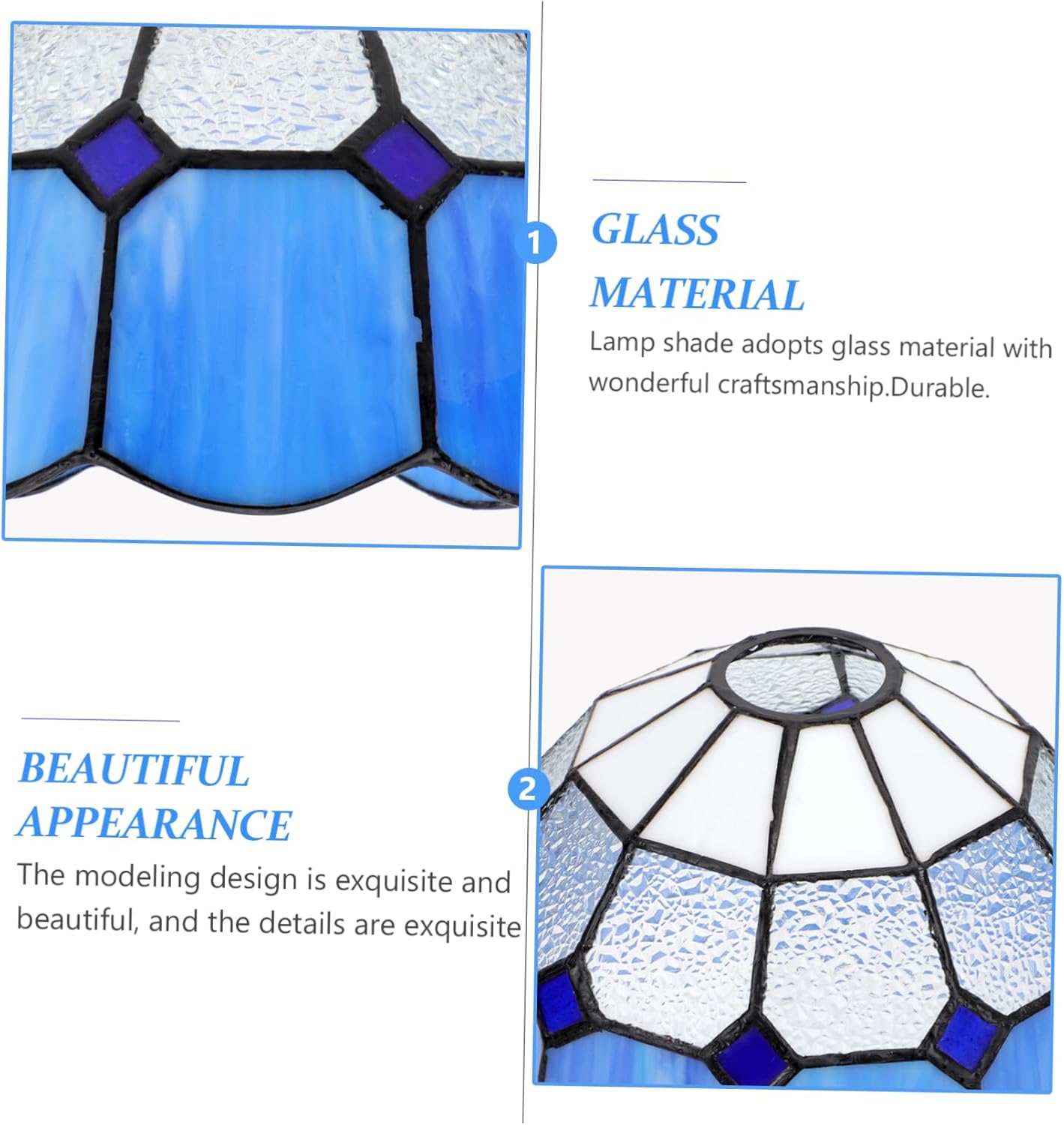 DOITOOL Glass Lampshade Colorful Decor Ceiling Light Cover Chandelier Decoration Stained Glass Shades Decorative Lampshade Bedside Table Lamp Cover Light Protector Light Accessory Dome