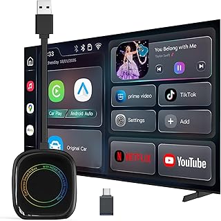 US1984 6 in 1 CarPlay & Android Auto Adapter, Inbuilt YouTube, Netflix, Prime, Hotstar, Auto connect BT & Dual WiFi, Suppo Price In India