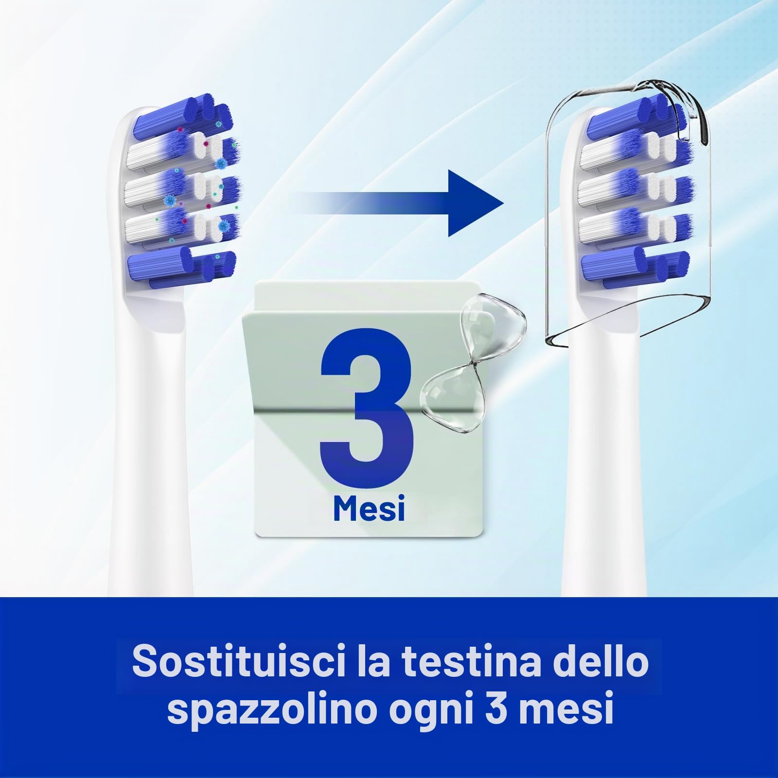 Testine di ricambio compatibili con spazzolino da denti Colgate 360 Deep Clean alimentato a batteria, confezione da 10, bianco