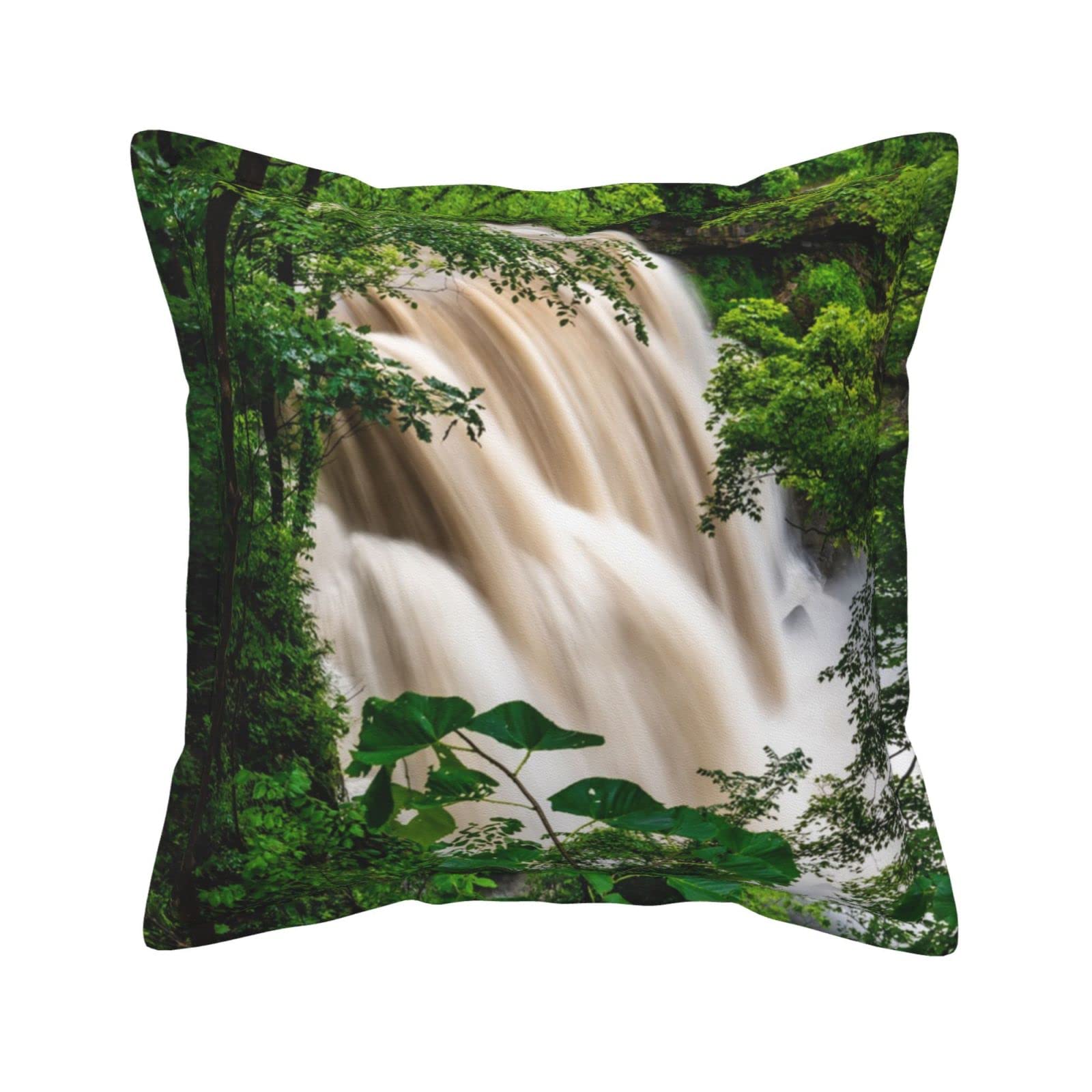 Housses de coussin carrées simili cuir vert imprimé arbres salon