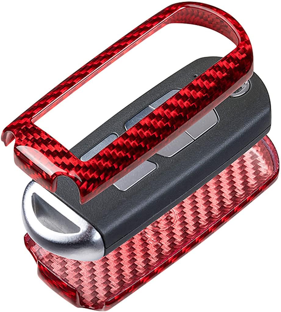 Genuine Carbon Fiber Key Fob Cover for Mazda 2 3 Axela 5 6 Atenza 8 CX-3 CX-4 CX-5 CX-7 CX-9 MX-5 Miata for Toyota Yaris for Scion iA Smart Car Remote Key Fob Case for Men Women - Red