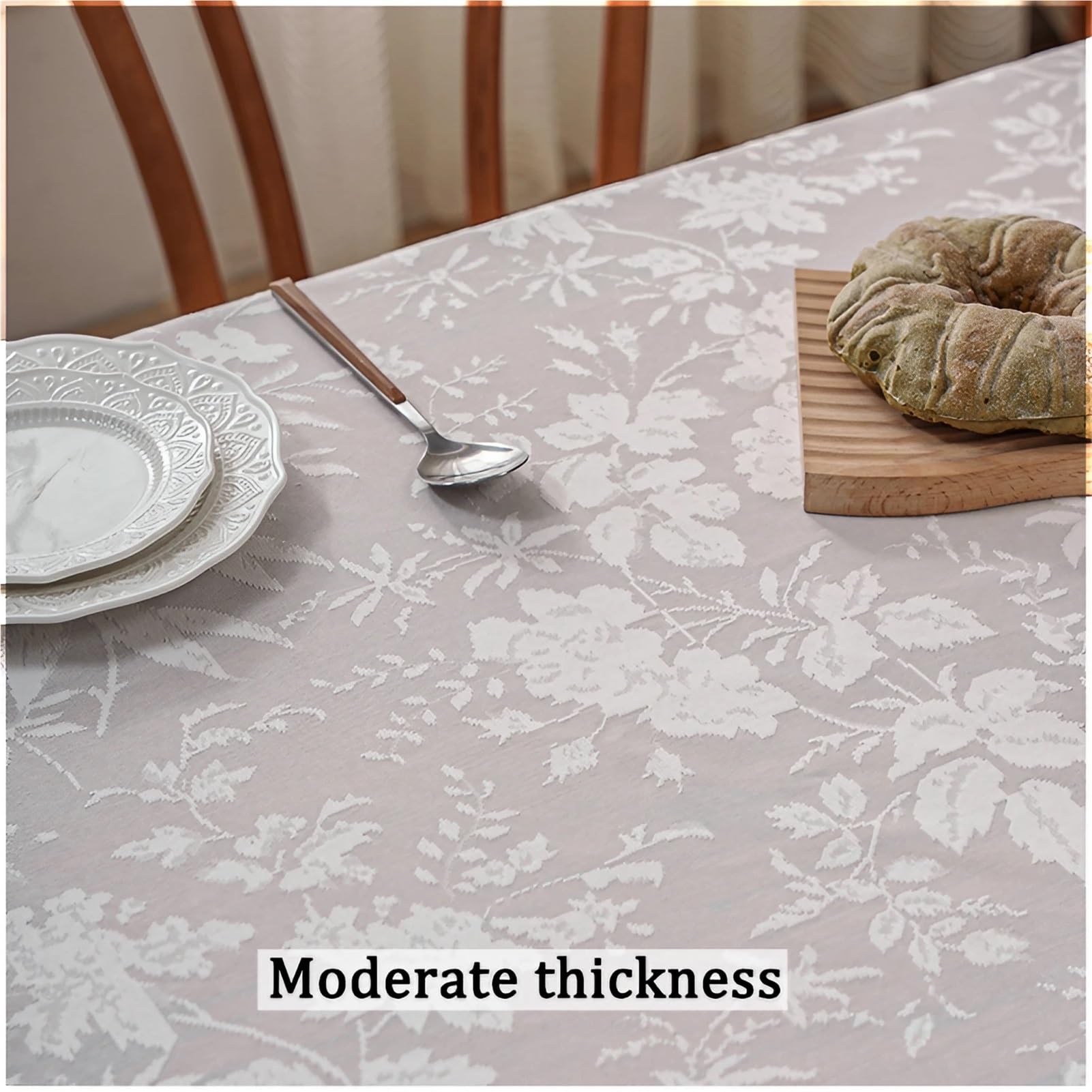 Tovaglia Elegante Rettangolare in Poliestere per Cucina o Sala da Pranzo, Ricamo con Frange, Floreale Vintage, Lavabile e Facile da Pulire | Antiscivolo Giardino(Beige D,150 x 260 cm)