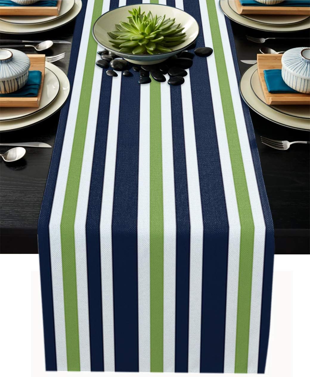 T&H XHome Durable Fabric Table Runner,Simple Navy Blue