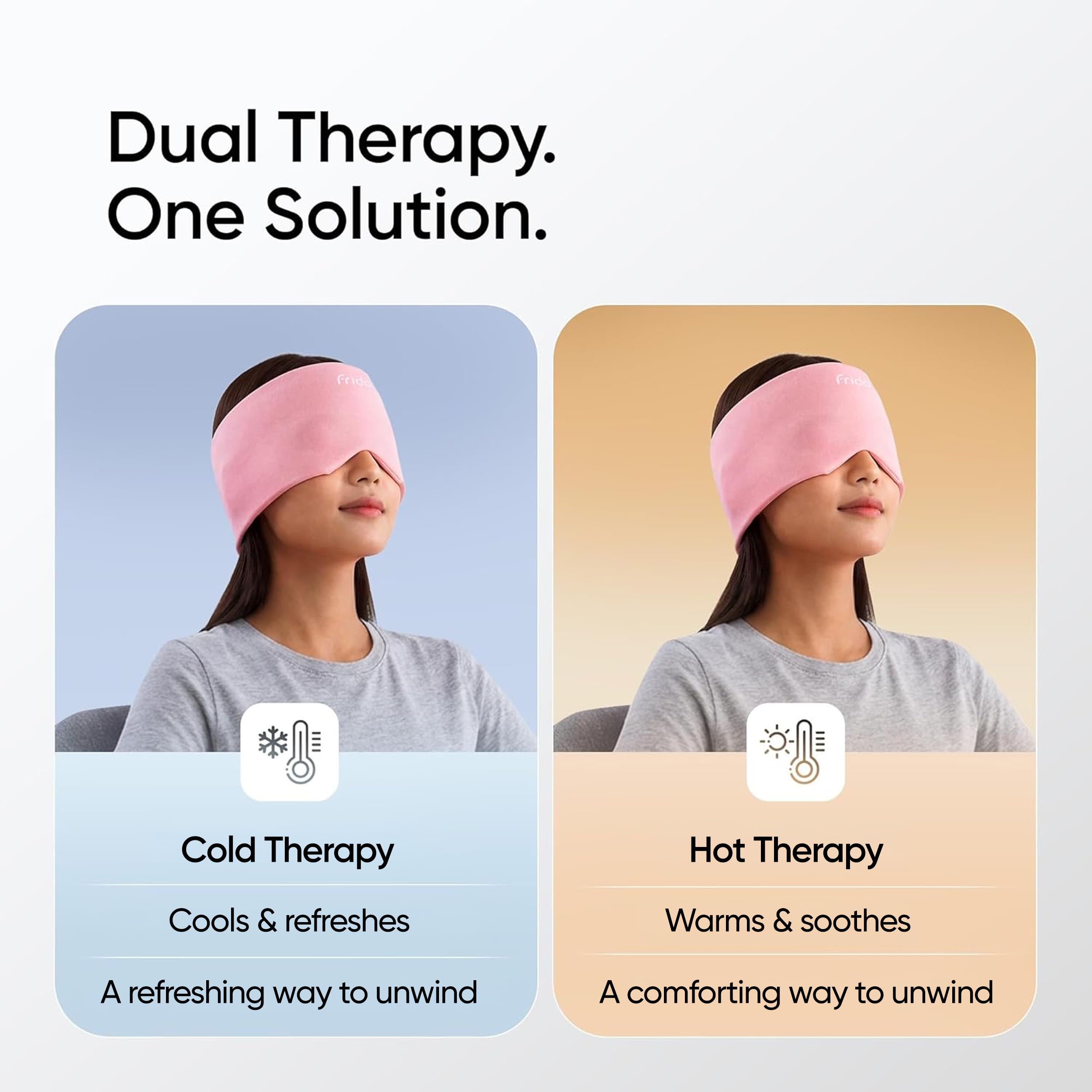 Frido Hot & Cold Therapy Cap | 360° Full Head Coverage | Reusable Cooling & Warming Cap with Gentle Compression | Pink — Amazon image 2