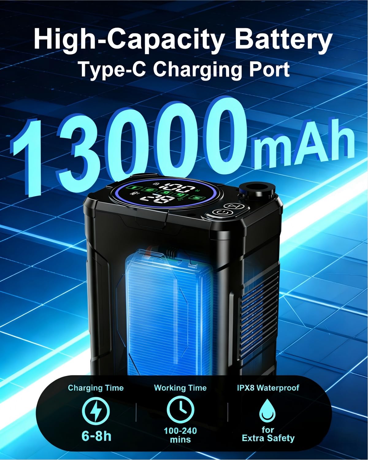 Doccia da Campeggio, [Aggiornata 13000mAh] Doccia Portatile, Ricaricabile USB, Doccia Pompa da Campeggio, per Animali Escursioni Spiaggia Giardino Lavaggio Auto
