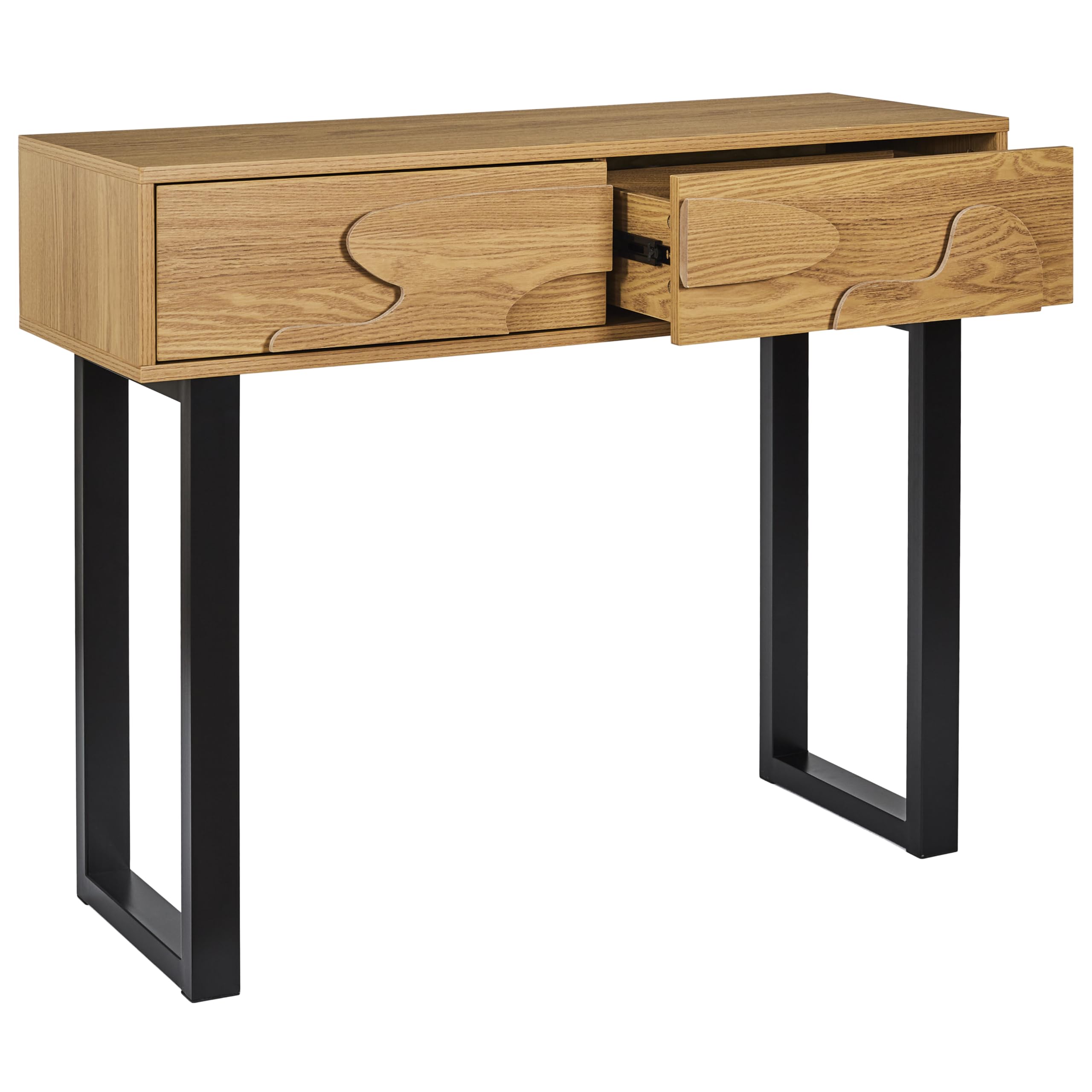 HOME DECO FACTORY - HD0431, Consola Calypso Moderna, Mueble de Entrada Versátil con Almacenamiento Optimizado, Diseño Elegante para Salón u Oficina, Dimensiones 100x80x35 cm, Marrón Negro