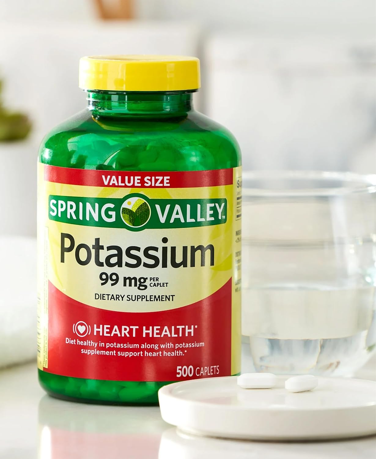 Potassium Supplement | Potassium | 500 Count Value Size | 99 mg is Formulated to Promote a Healthy Heart | Maintenance PH Balance, Muscle and Nerve Cell Function | Potassium Gluconate