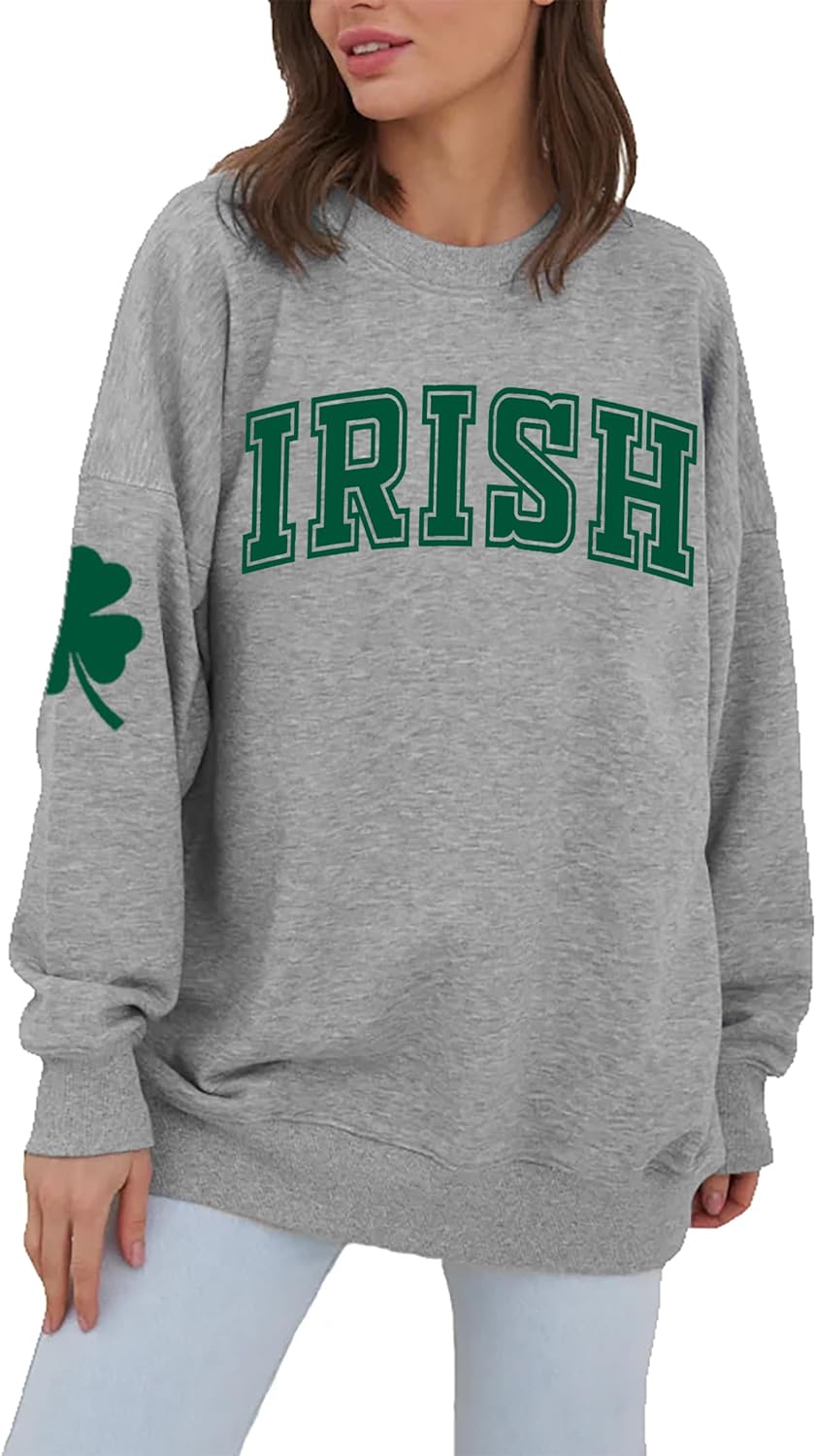 St. Patrick's Day Sweatshirt for Women Lucky Shamrock Long Sleeve Sweater Irish Clover Casual Graphic Pullover Tops - Image 4