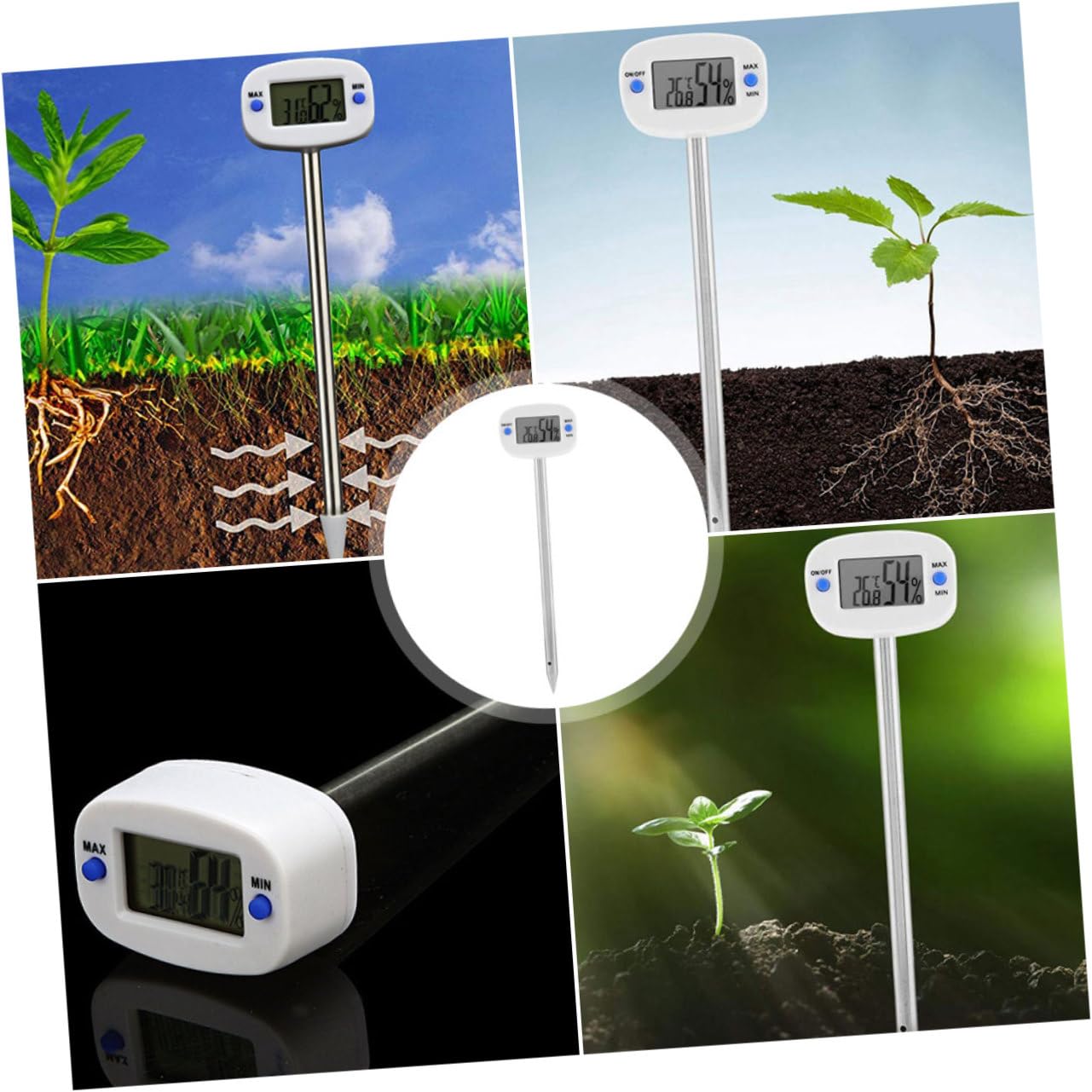 SUPVOX 3 Mini Termometro Per Terreno Ad Ago Misuratore Di Umidità Per Piante Igrometro Strumento Per Testare Il Terreno Non Richiede Batterie.